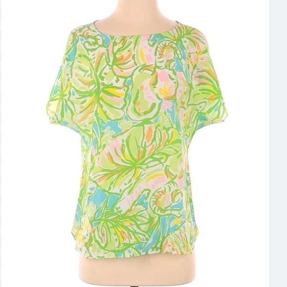 Lily Pulitzer Silk Elephant Ears Print Shirt - Picture 1 of 6